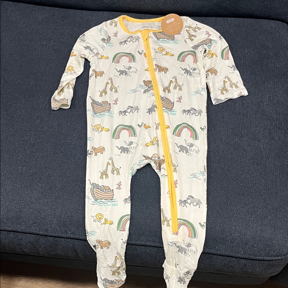 Mud Pie Cream One Piece with Animal and Rainbow Design
